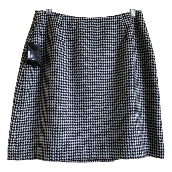 NWT MORGAN TAYLOR STUDIO Women's Wool Black & White Houndstooth Skirt Sz 12 - Picture 2 of 4